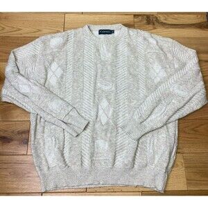 Vintage Golf Sweater Carmel Men's Cream Size XXL 2XL Embroidered‎ Preppy Cotton
